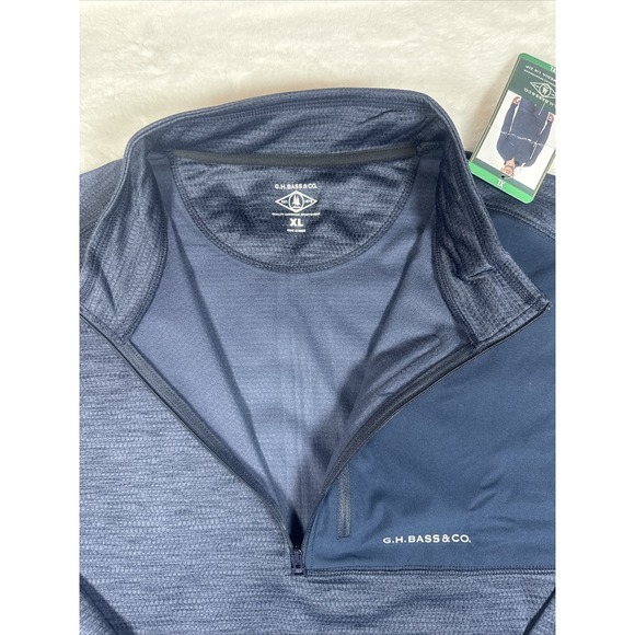 G.H. Bass & Co Mens Mixed Media 1/4 Zip Pullover Navy Blue XL Textured NWT - Picture 8 of 14